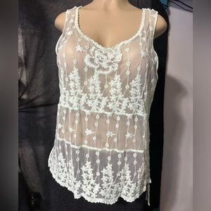 Mint color lace, blouse size XL has embroider  details